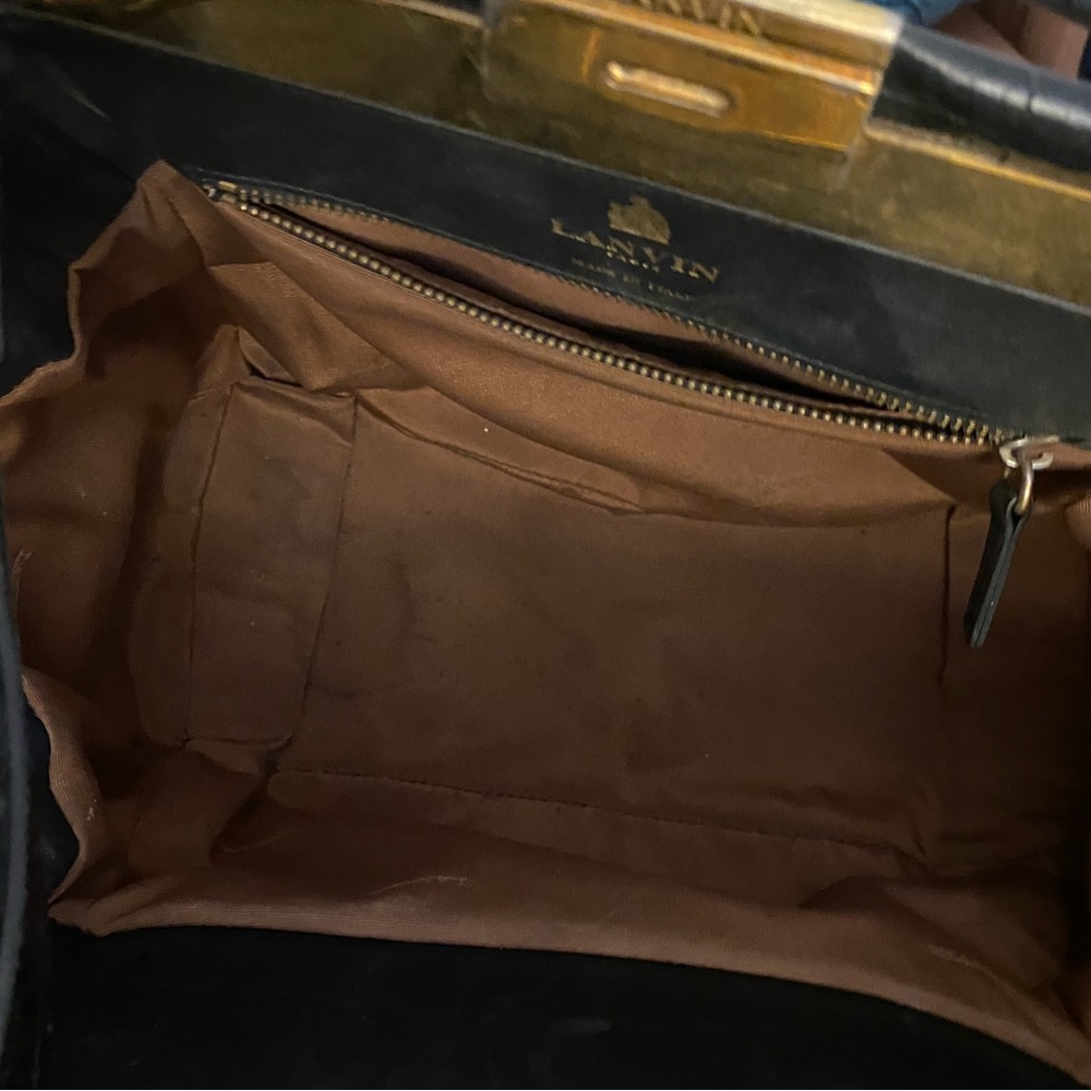 Lanvin Trilogy croc embossed black calfskin bag with gold plated hardware - Picture 7 of 9